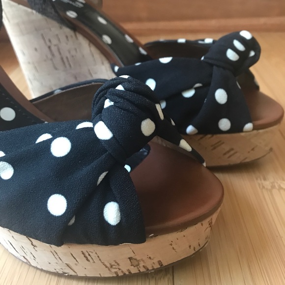 Dolce Gabbana Cork Wedge Sandals Polka Dot 38/8 - Picture 2 of 9